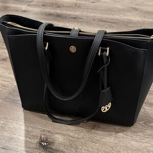 Tory Burch Black Tote with Gold Accents